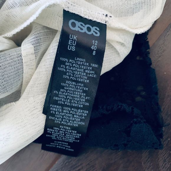 ASOS Petite Black & Cream Sheer Lace Open Back Halter Top Prom Dress | Size: 6/8 - Picture 11 of 11